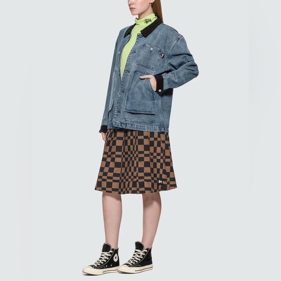 Stussy Blue and Brown Checkered Fabric - Picture 1 of 8